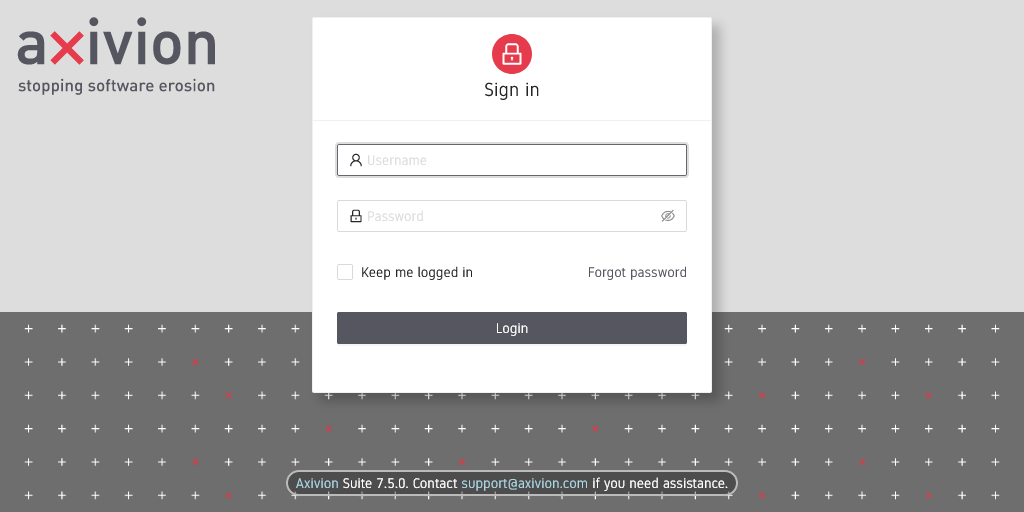 Login screen of the |bauhaussuite| dashboard.