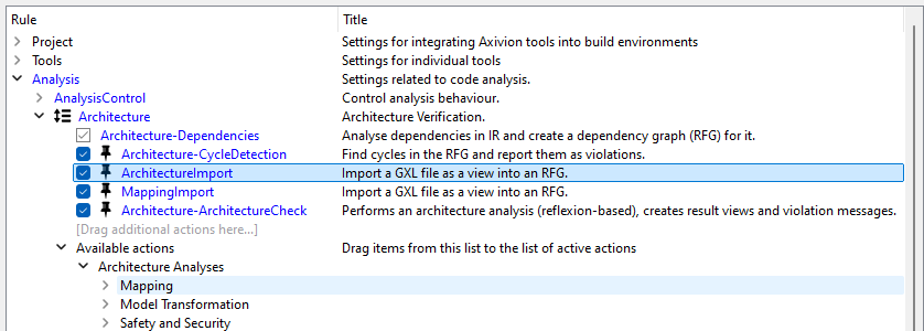 The architecture pipeline in the Configuration UI