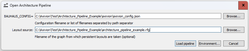 The Pipeline Setup dialog