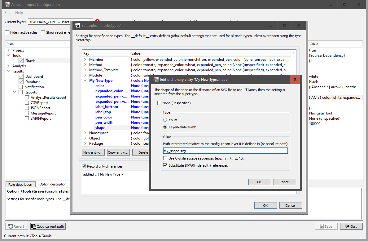 Configuring an SVG shape in the GUI.