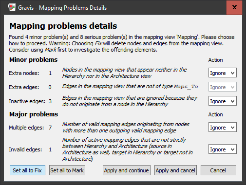 The Mapping Problems Details dialog.