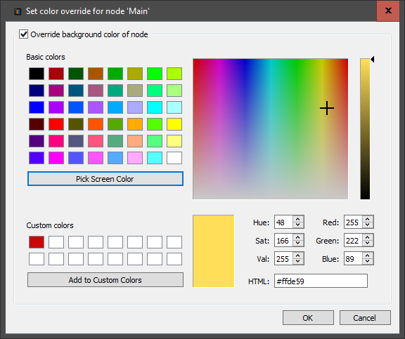 The Node Color dialog