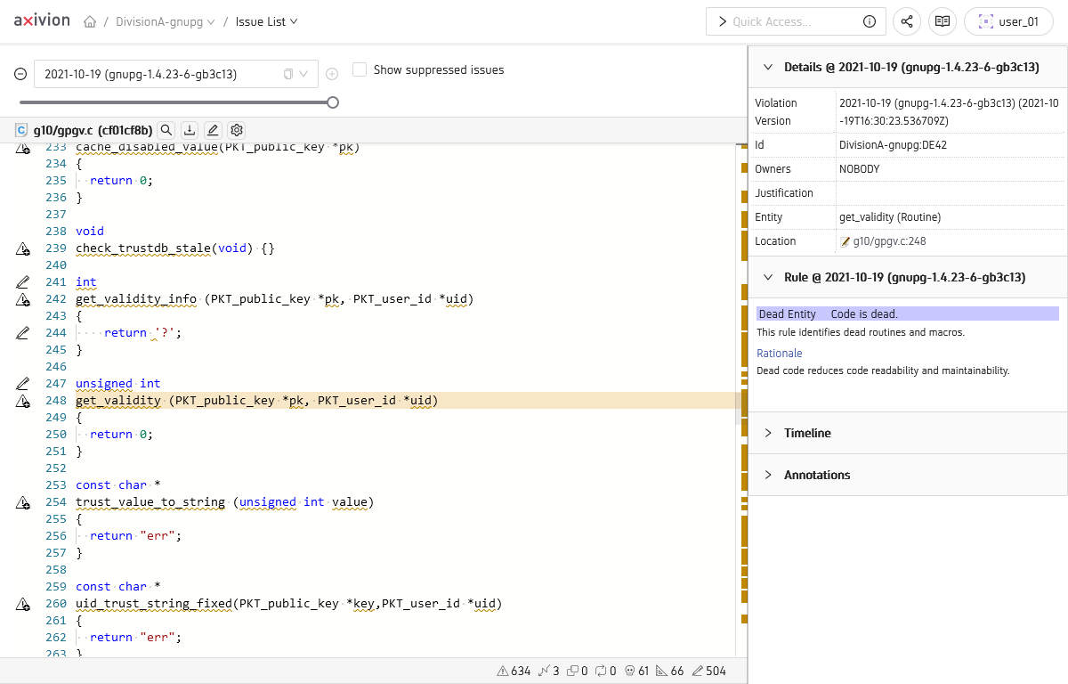 IssueView showing a Dead Entity