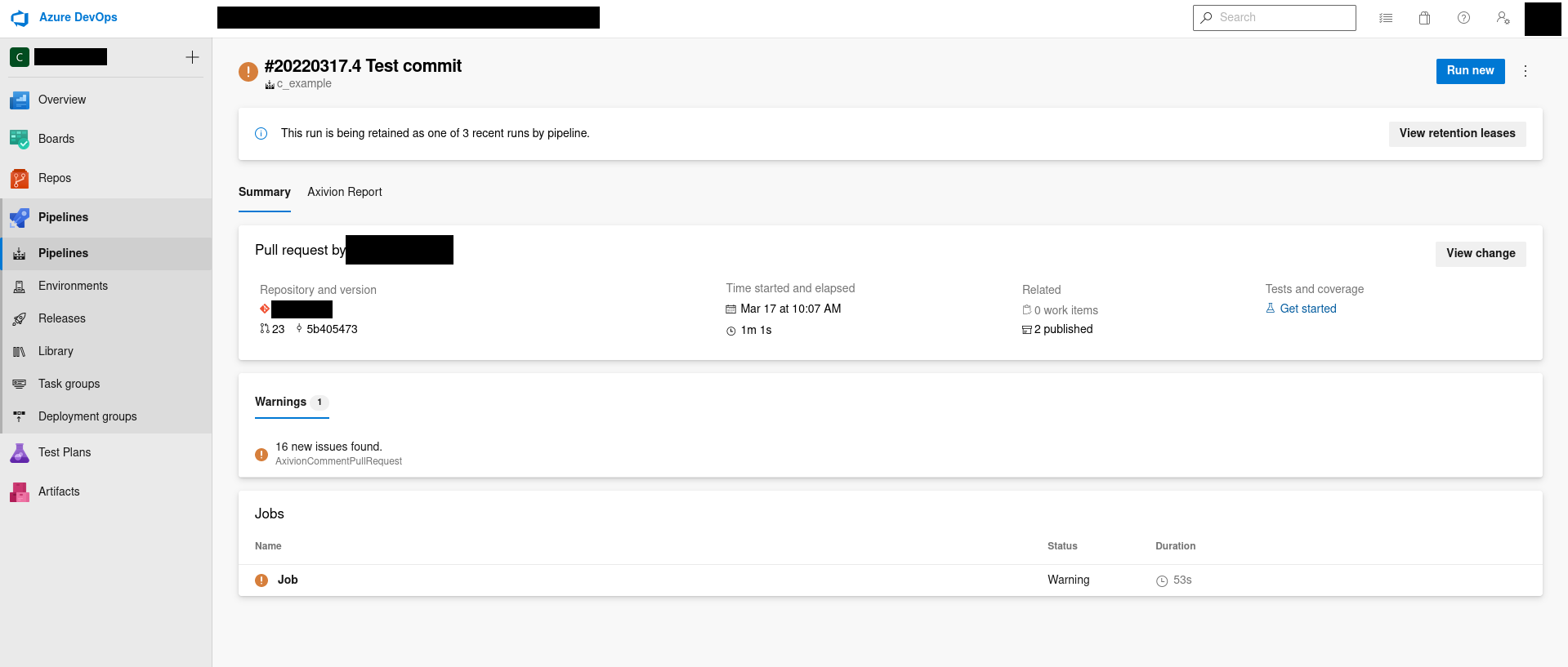 Report Tab in Job Summary