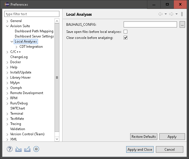 Common preferences of local analyses.