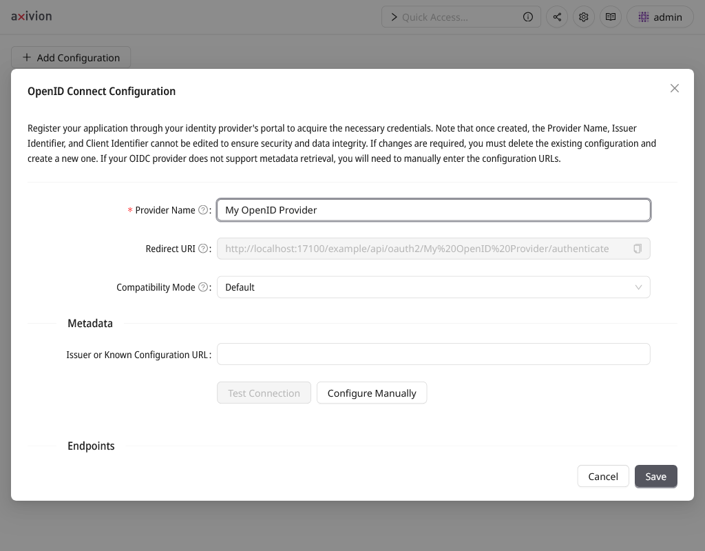 OIDC configuration mask