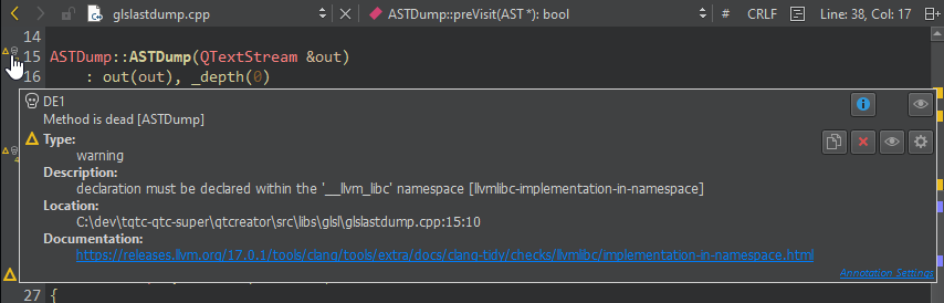 |qtcreatorplugin|: Inline Annotations in the Editor