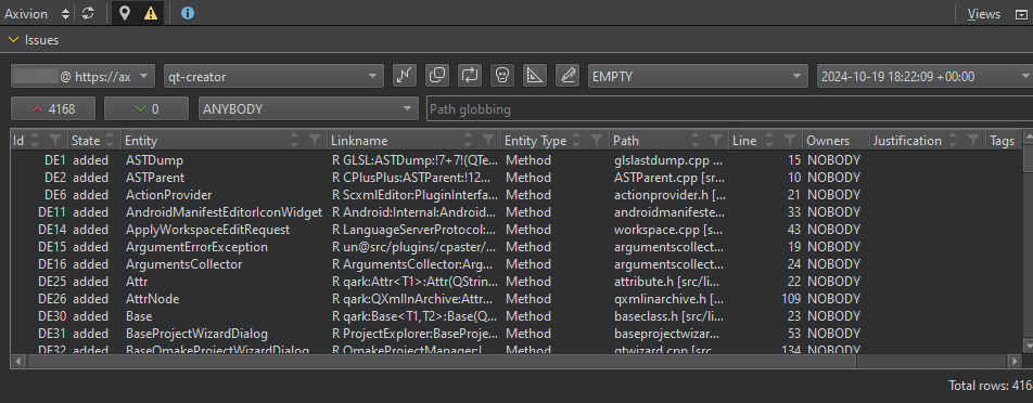 |qtcreatorplugin|: Issue View