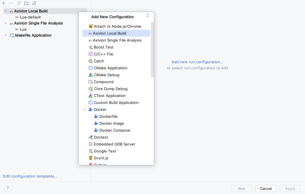 Run configurations dialog.