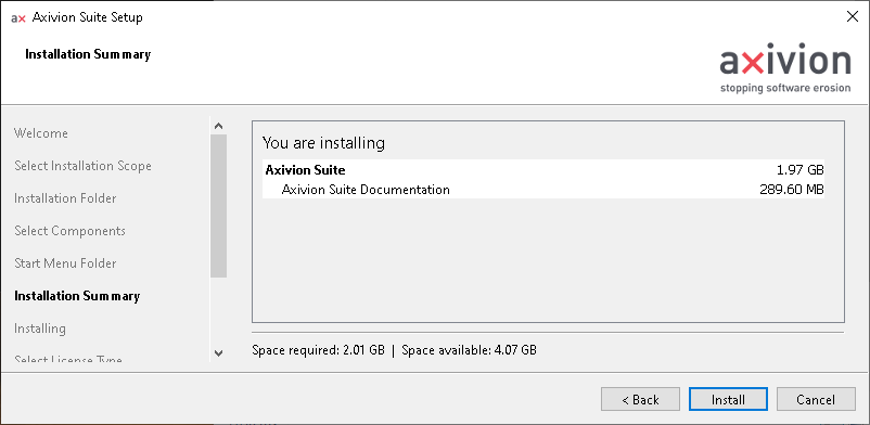 Final installation summary.