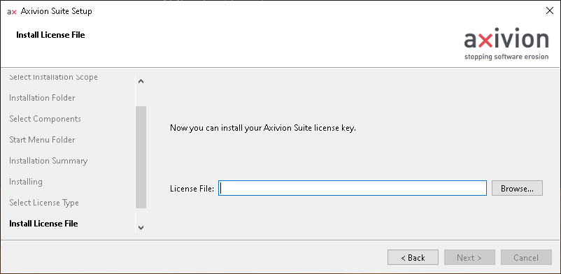 Choose the license file that shall be used for the |bauhaussuite|.