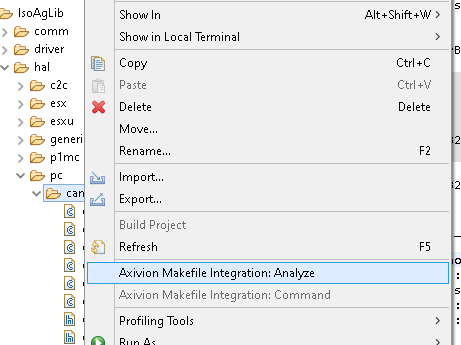 Makefile Integration context menu entry of a folder.