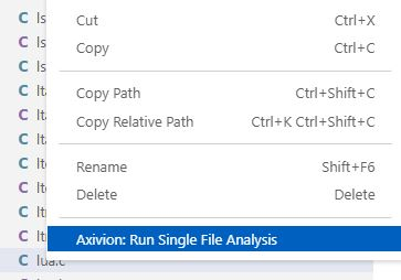 Single-File Analysis Command in the Explorer View