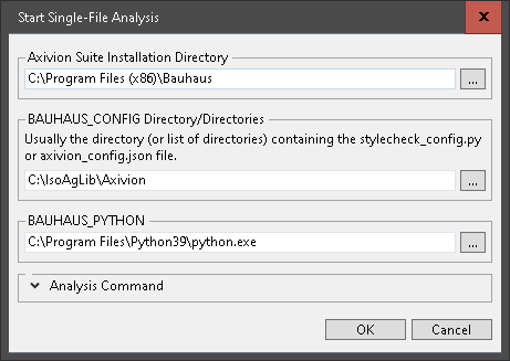 Single-File Analysis configuration