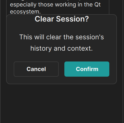 The Clear Session confirmation