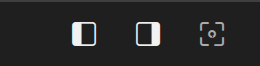 Buttons that show or hide the left and right panels, and a full screen button