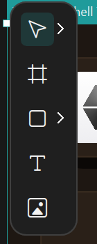 The tool palette with Select, Frame, shapes, Text, and Image
