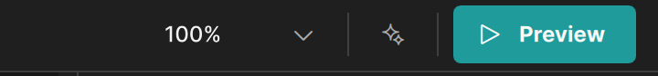 The zoom field, the AI Assistant button, and the Preview button