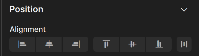 The Alignment row of the Position section with the seven buttons