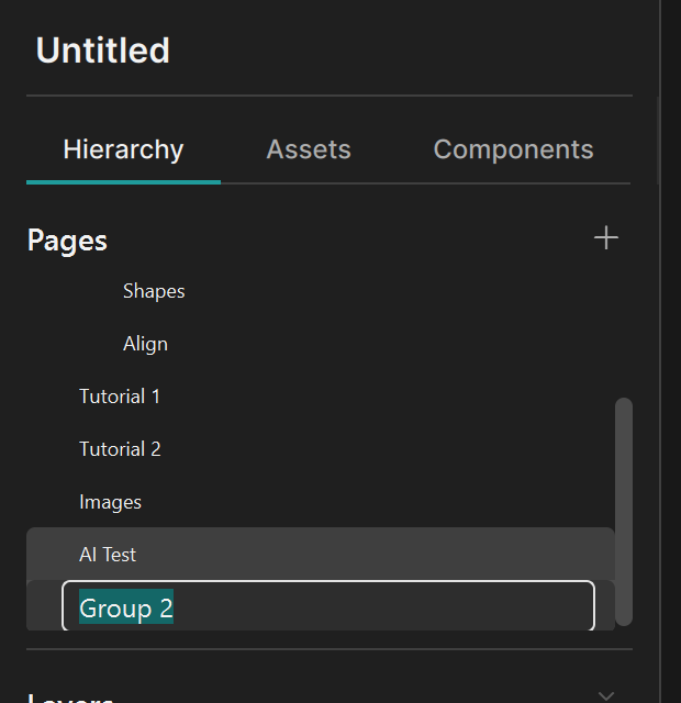 A new page group while its name is edited