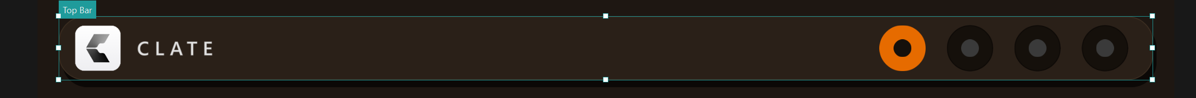 One selected object with handles, its name label, and a bounding outline