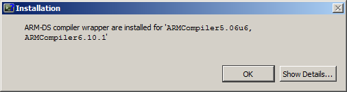 "Confirmation of the installation of Arm DS support"