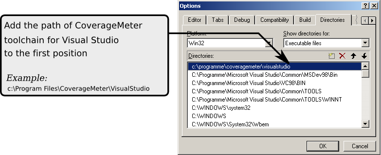 "Setting the path on Visual Studio 6.0"