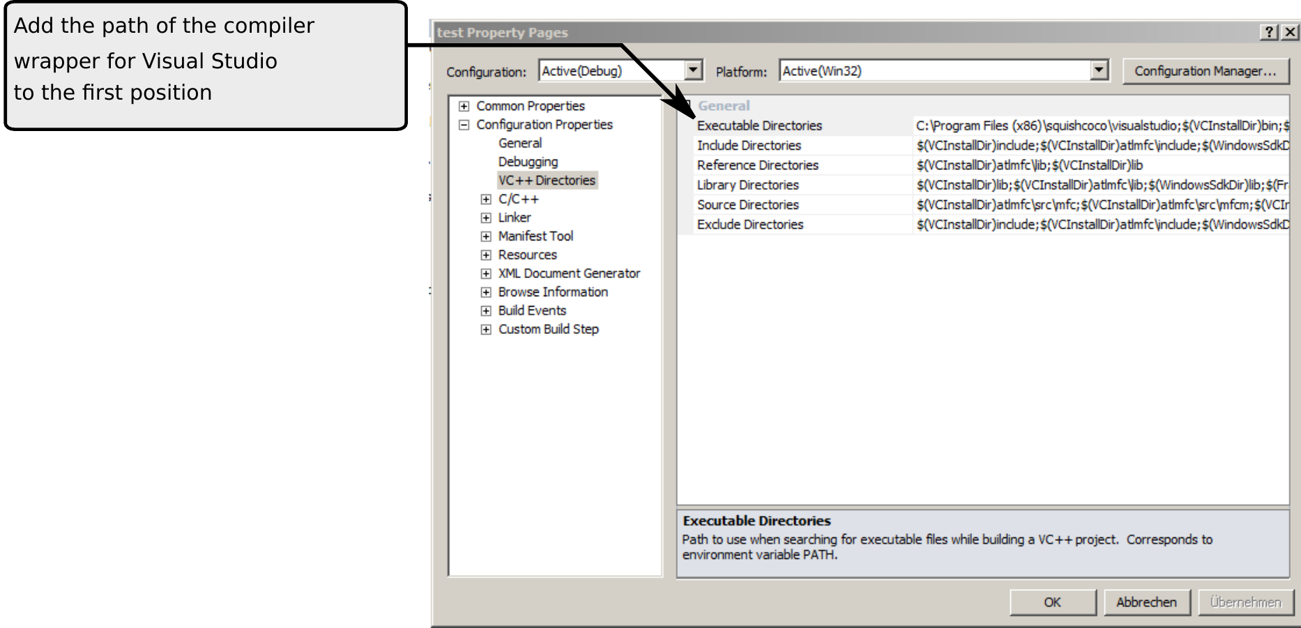 "Setting the path on Visual Studio 2005 and 2008"