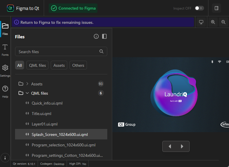 Files page in the live preview.
