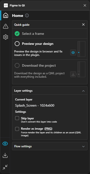 Figma to Qt plugin Home page.