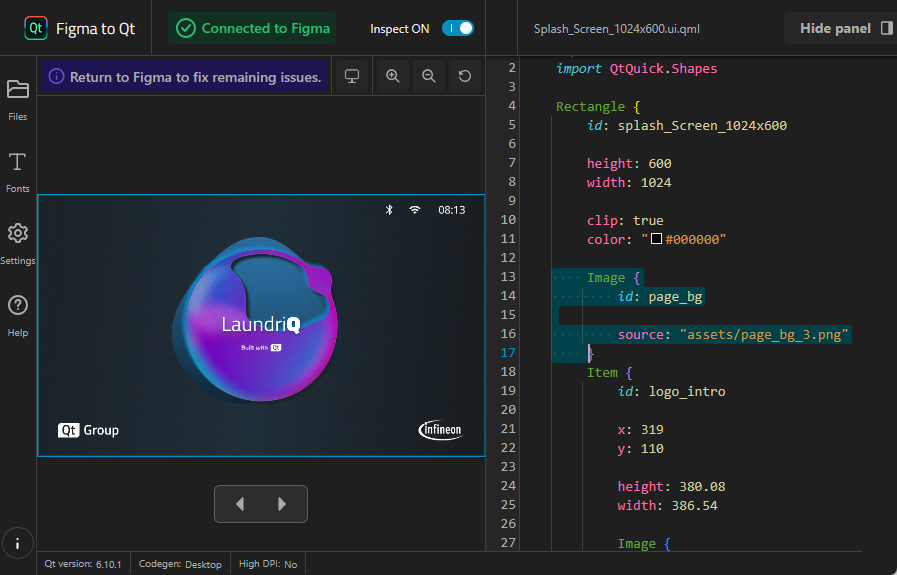 Highlighting QML types in the live preview.