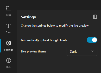 Live preview settings.
