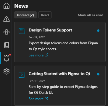 The News page in the plugin.