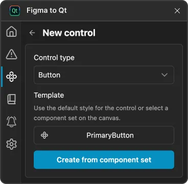Creating a control from a component set.