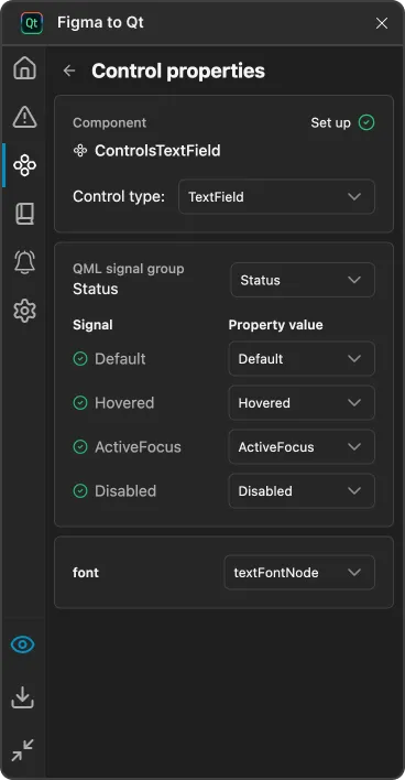 TextField properties.