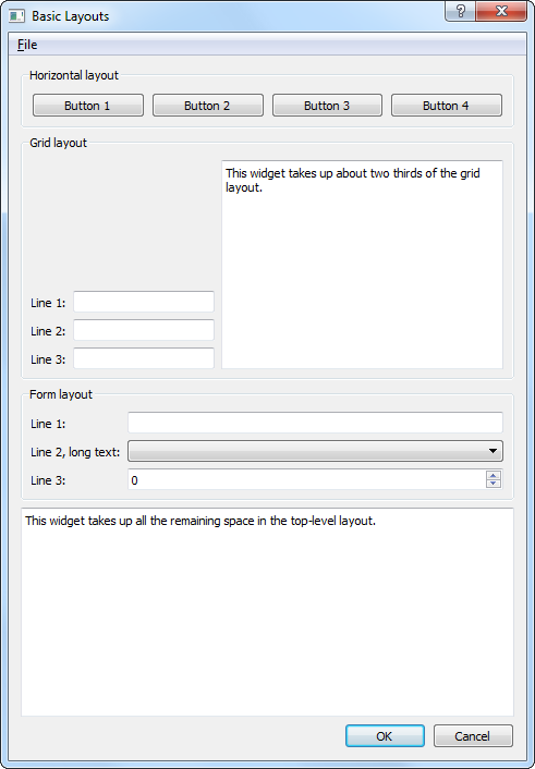 Screenshot of the Basic Layouts example