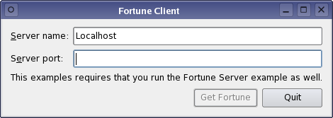 Screenshot of the Fortune Client example