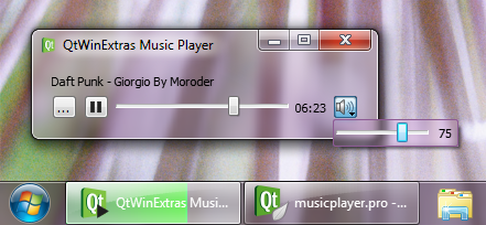 Screenshot of the Music Player example