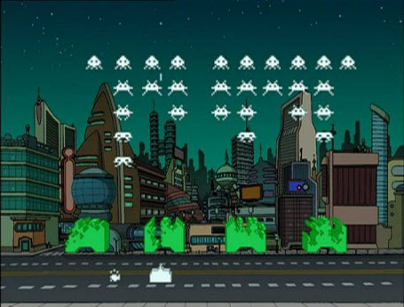 Screenshot of a space invaders gameplay