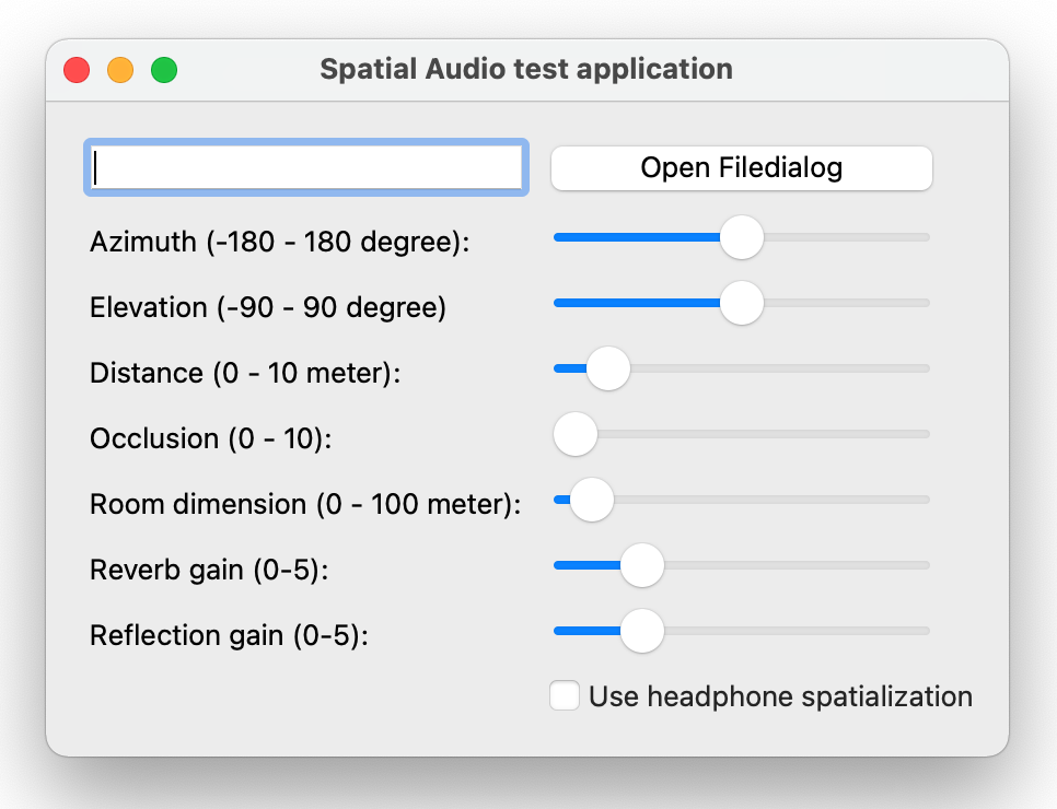 Audio panning UI with controls for 3D positioning