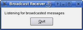 The broadcast receiver listens for incoming messages using UDP communication