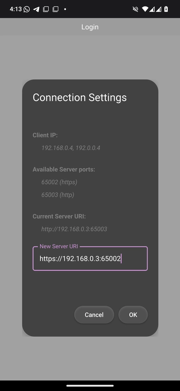 Connection settings window img