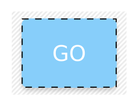 Button with drop shadow showing clickable area and insets