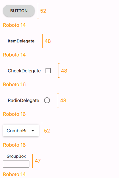 Material style controls in normal size variant