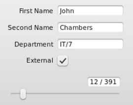 Form with personal and other information