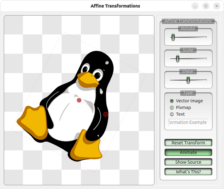 Demonstration of affine transformations on an image