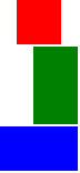 Three rectangles stacked vertically: red, green, blue