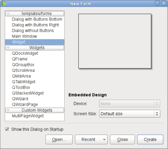 Screenshot showing a form of a list with all components to add to the window