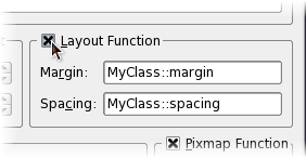 Screenshot showing the option to enable or disable layout function and to edit margin and spacing of layout function