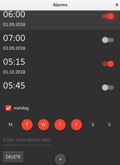 Different alarms settings for different days